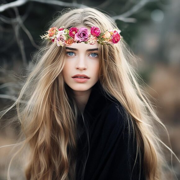 Floral Flower Crown Female Headband Wedding Prom Maternity Boho Adjustable